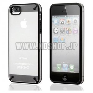 iPhone 5ケース、ハードバックカバー（マットクリア）＋TPUフレーム（グレー）