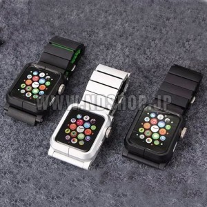 Apple Watch交換バンド（ケース付き）　アルミ合金+シリコン製　38MM＆42MM