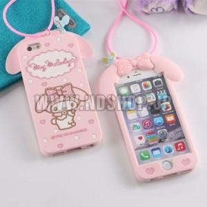 My　melodyマイメロディケースfor　iphone4/5/6　チェーンつき